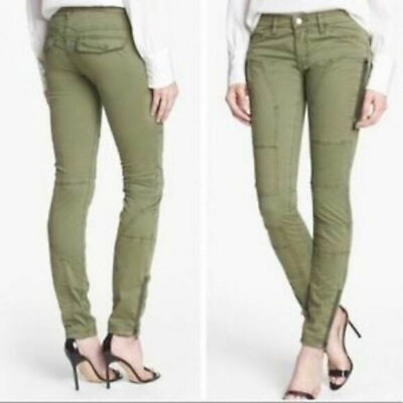 Blank NYC Skinny Pants Women 24 The Stick Shift Green Moto Zip Ankle - Picture 1 of 7